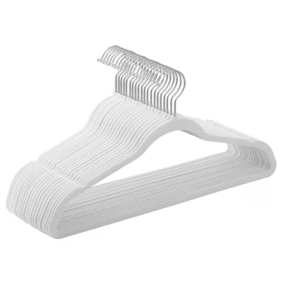 Afbeelding van SONGMICS 20 stuks fluwelen kleerhangers, lengte 41,5 cm, dun, groot draagvermogen, met 360 draaibare haken, voor jassen, overhemden, wit CRF026W20