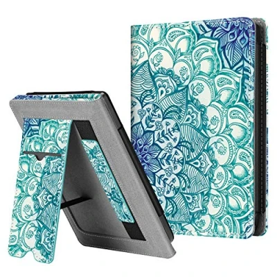 Afbeelding van Fintie Hoes compatibel met Tolino Shine 3 2018 / Kobo Clara HD Nia beschermhoes kaartenvak, polsband en automatische slaap /waakfunctie, smaragdblauw