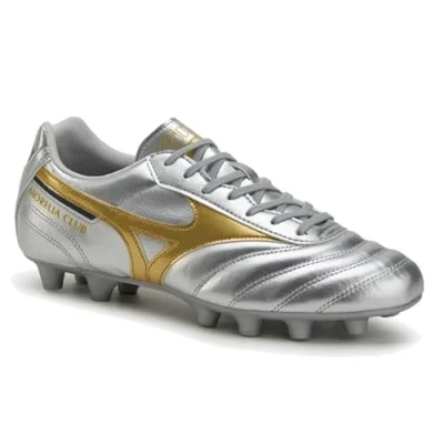 Afbeelding van Mizuno Morelia II CLUB Voetbalschoenen met kunststof noppen, Heren, Maat: 41, Galaxy silver/gold Hoogwaardig imitatieleer