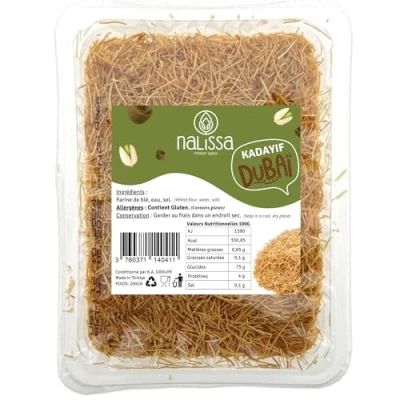 Image de NEW kadaif chocolat dubai Cheveux d’Ange Rôtis 200gr dessert Pâtisserie kadayif Orientale kunefe Croustillante pour kataifi tablette crunchy