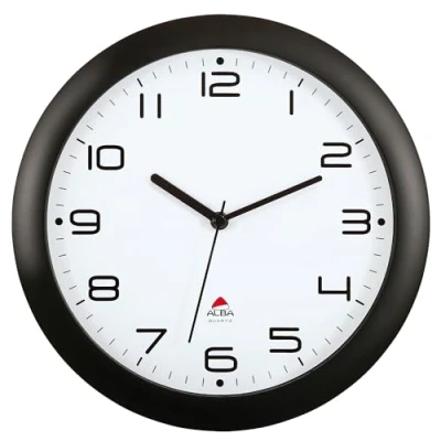 Afbeelding van Muurklok Archivo 2000 Zwart Metaal Kristal Ø 30 cm Wit Cirkelvormig