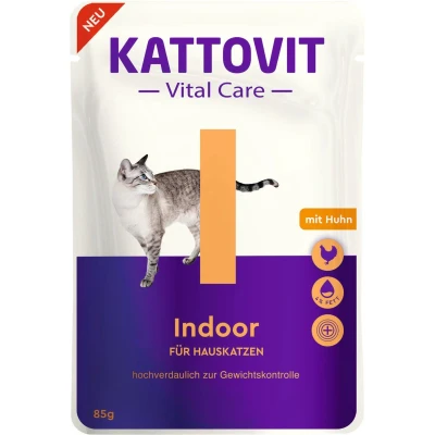 Afbeelding van 24x85g Kattovit Vital Care Indoor Pouches met Kip nat kattenvoer
