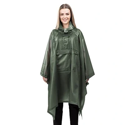 Afbeelding van Navaris waterdichte regenponcho met draagtas Uniseks regenjas Regencape voor mannen en vrouwen Groen