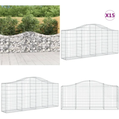 Afbeelding van VidaXL Schanskorven 15 st gewelfd 200x30x80/100 cm ijzer