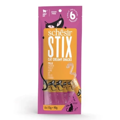 Afbeelding van 12x Schesir Kattensnack Stix Kip 6 x 15 gr