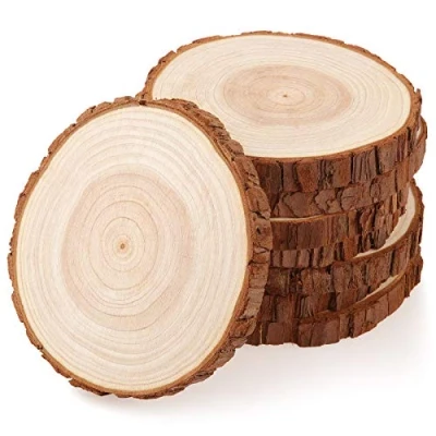 Afbeelding van Fuyit houten schijven, 13 14 cm, zonder gat, 8 stuks, natuurlijke geschikt voor kerstdecoratie, hout, plaatmarkeringen bruiloft, brandschilderen van hout