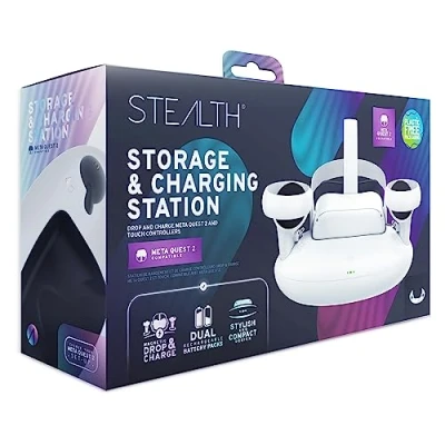 Image de Station de charge Just For Games Stealth Store pour Meta Quest 2 Blanc
