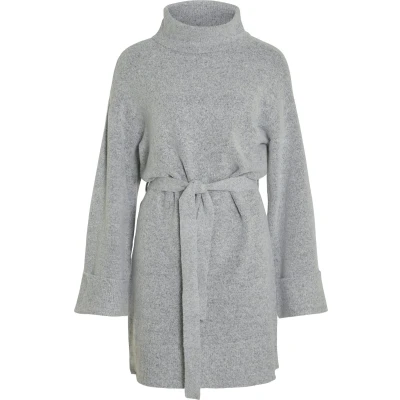 Afbeelding van VILA Virolfie LS TIE BELT KA Gebreide jurk, Dames, Maat: XS, Light grey melange