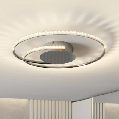 Afbeelding van Lindby LED plafondlamp Metaal, kristal H: 8 cm chroom, helder