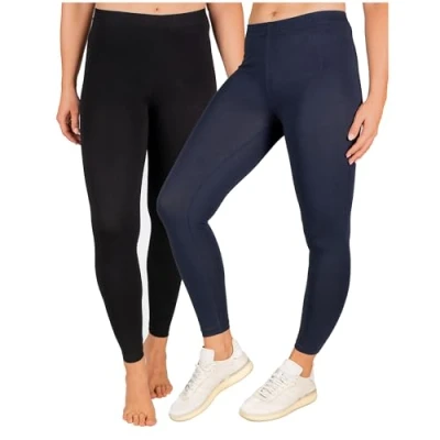 Afbeelding van SES Set van 2 katoenen leggings voor dames, Zwart/Navy Blauw