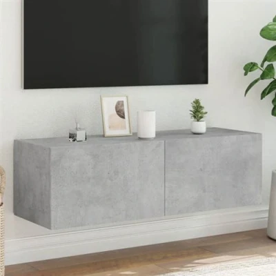 Afbeelding van Tv wandmeubel met LED verlichting 100x35x31 cm betongrijs