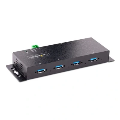 Image de StarTech.com 4 Port Industrial USB 3.0 5Gbps Hub Rugged w/15kV Air/8kV Contact ESD and Surge Protection DIN/Wall/Desk Mountable A Expansion with Locking Ports Metal Construction (5G4AINDNP HUB) Concentrateur (hub) in