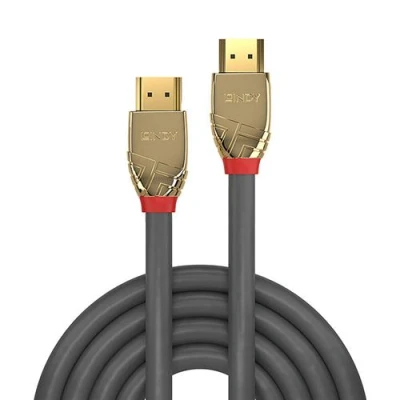 Image de Lindy Gold Line Ultra High Speed câble HDMI avec Ethernet mâle pour 1 m triple blindage gris rond support 10K