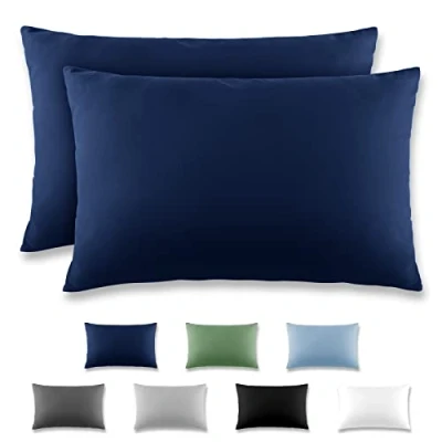 Afbeelding van REDKEY Set van 2 kussenslopen 40 x 70 cm microvezel kussensloop met hotelsluiting donkerblauw