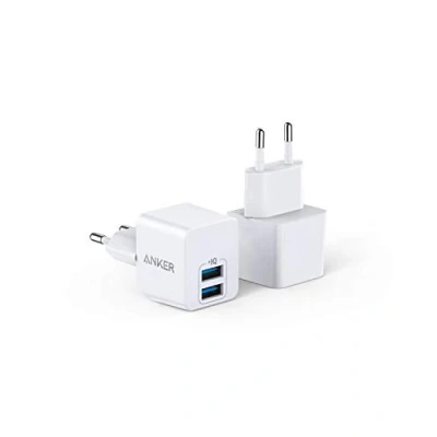 Afbeelding van Anker PowerPort Mini 2 stuks dubbele USB wandladers, ultra compact, 2,5 A vermogen, compatibel met iPhone XS/XS Max/XR/X/8/7/6/Plus, iPad Pro/Air 2/Mini 4, Galaxy enz.