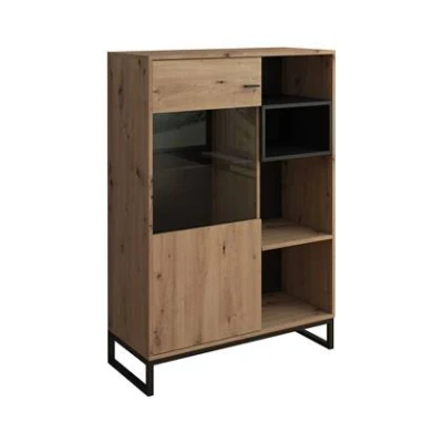 Afbeelding van Meubella Vitrinekast Ozzy Eiken Zwart 90 cm