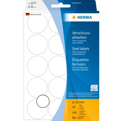 Afbeelding van Etiket HERMA 2277 rond 32mm transparant 240stuks