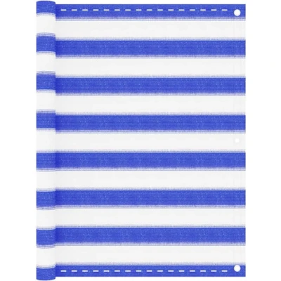 Afbeelding van Balkonscherm 90x500 cm HDPE blauw en wit