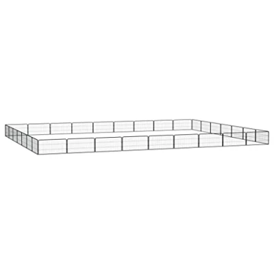 Afbeelding van vidaXL Hondenkennel 32 panelen 100x50 cm gepoedercoat staal zwart