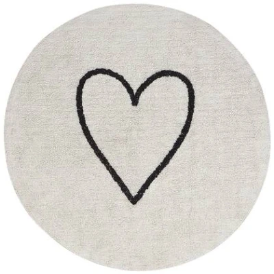 Afbeelding van Beliani HEART Laagpolig vloerkleed Beige/Zwart 120 cm Katoen