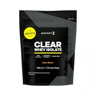 Afbeelding van Body &amp; Fit Clear Whey Isolate Protein Proteine Poeder Ranja Eiwit Limonade Lemon 540 gram (20 shakes)