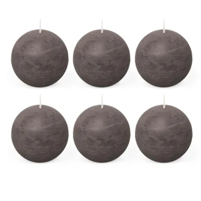 Afbeelding van Spaas Rustieke bolkaars 80 mm taupe 6ST