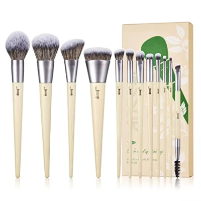 Afbeelding van Jessup Make upkwastenset, veganistisch, foundation, poeder, synthetisch, milieuvriendelijk, premium highlight, concealer, oogschaduw, blending, wenkbrauwliner, Spoolie Brush Set, Burlywood 12 stuks, T327