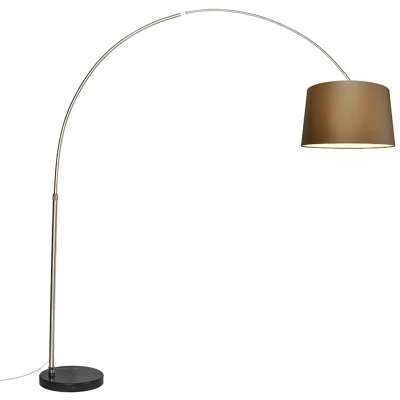 Afbeelding van QAZQA Booglamp staal stoffen kap bruin 45 cm XXL