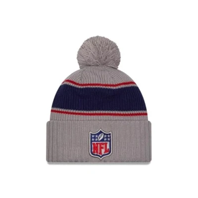 Afbeelding van NFL New Era Sideline 2024 Amerikaanse voetbal pomponmuts teamlogo beanie wintermuts grijs