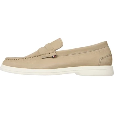 Afbeelding van Tommy Hilfiger Signature Loafers Mocassins, Heren, Maat: 46, Beige Leer