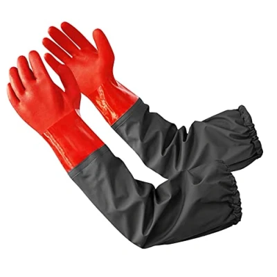 Afbeelding van Waterdichte vijverhandschoenen, extra lange mouwen, volledige arm, voor heren, rood