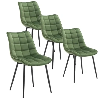 Afbeelding van WOLTU BH142dgn 4 eetkamerstoelen, donkergroen, stuks, Scandinavische stoel van Fuweel en metaal
