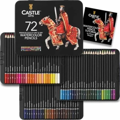 Afbeelding van Castle Art Supplies Aquarelpotloden, 72 stuks, voor volwassenen en professionals, hoogwaardige kunstenaarspotloden in levendige kleuren mooie mengeffecten met water