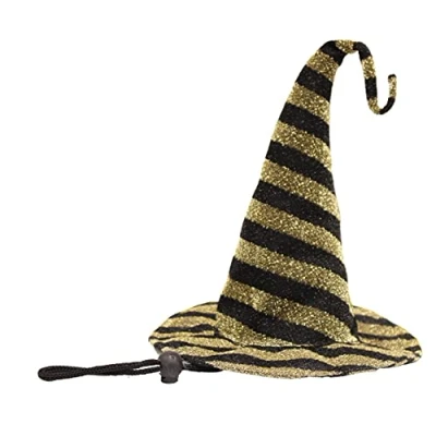 Afbeelding van Croci heksenhoed tricky zwart / goud glitter 25 cm kleine hond kat