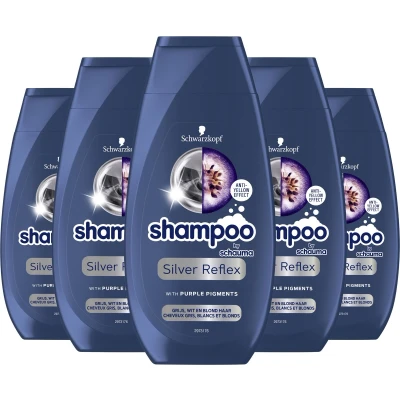 Afbeelding van Schwarzkopf Shampoo Silver Reflex Voor Blond, Grijs &amp; Wit haar 6x 250ml Grootverpakking