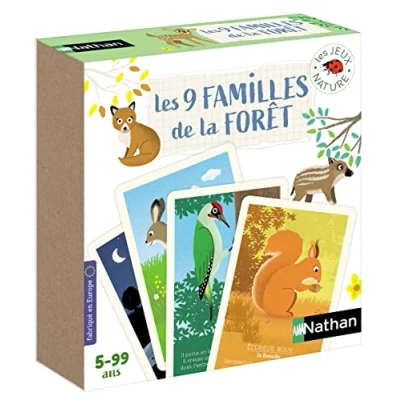 Afbeelding van Nathan Educatief spel de 9 families van het bos voor kinderen vanaf 5 jaar kaartspel leer bosdieren kennen 31701 rood