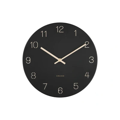 Afbeelding van Karlsson Wandklok Charm Engraved Numbers Small Zwart Ø30cm