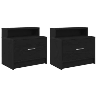 Afbeelding van vidaXL Nachtkastjes 2 st met lade 51x31x47 cm zwart eikenkleurig