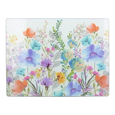 Afbeelding van Creative Tops Premium Glass Worktop Saver, keukenoppervlaktebescherming met &#039;Meadow Floral&#039; motief, 40 x 30 cm, meerkleurig