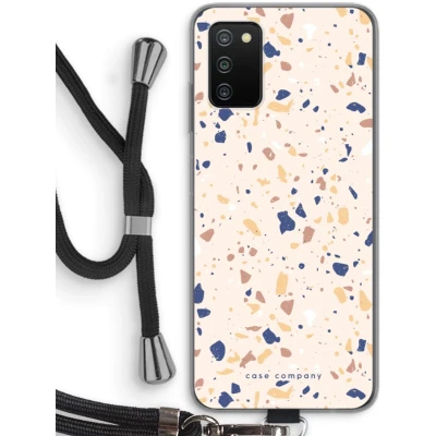 Afbeelding van Case Company® hoesje met Koord geschikt voor Samsung Galaxy A03S Terrazzo N23 Telefoonhoesje Zwart Bescherming aan alle Kanten en Over de Schermrand