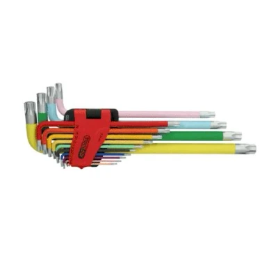 Afbeelding van KS Tools, Inbussleutel, L sleutelset extra lang, TORX, met kleurcode, 14 delen