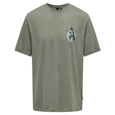 Afbeelding van Only &amp; Sons Onskeane TEE Tshirt print Castor gray, Heren, Maat: XL, gray
