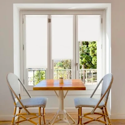 Afbeelding van Blindecor Aure Easyfix effen doorschijnend rolgordijn gebroken wit 67 x 180 cm (breedte hoogte) Afmeting stof 64 175 Raamrolgordijnen zonder gereedschap