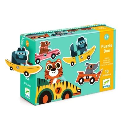 Afbeelding van Djeco puzzel duo racewagens 10x2st