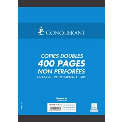 Afbeelding van CONQUERANT Dubbele kopieën, ongeperforeerd, A4, 400 pagina&#039;s, 70 g, kleine ruitjes, 5 x
