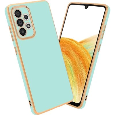 Afbeelding van Cadorabo Hoesje geschikt voor Samsung Galaxy A33 5G in Glossy Mintgroen Goud Beschermhoes Case Cover van flexibel TPU silicone en met camerabescherming