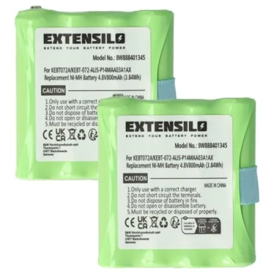 Afbeelding van EXTENSILO 2 stuks batterijen compatibel met Motorola TLKR T3, T4, T5, T50, T6, T60, T61, T7, T8, T80 (800 mAh, 4,8 V, NiMH)