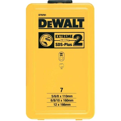 Image de DEWALT DT9701 Jeu de mèches SDS Plus EXTREME 2 en cassette 5,6(x2),8(x2),10,12mm 7 pièces QZ