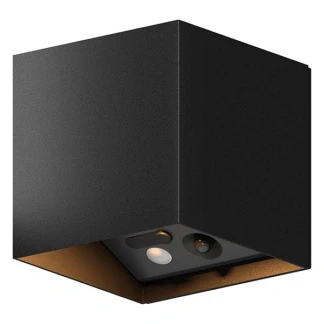 Afbeelding van Calex Oplaadbare Wandlamp Kubus Up &amp; Down Tuinverlichting Modern Design Warm Wit Licht Voor Binnen en Buiten Waterdicht Eenvoudige Installatie Draadloos USB C Oplaadbaar Bewegingssensor Zwart