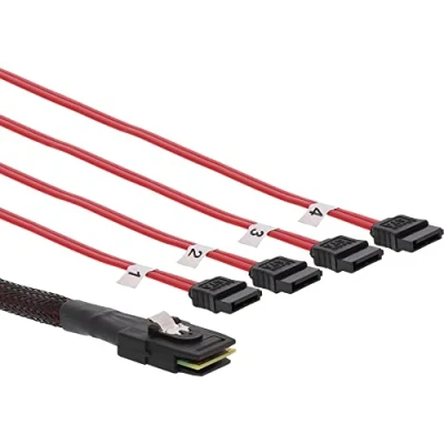 Afbeelding van InLine SAS kabel (OCF), 1x Mini naar 4x SATA, Interne (PC)